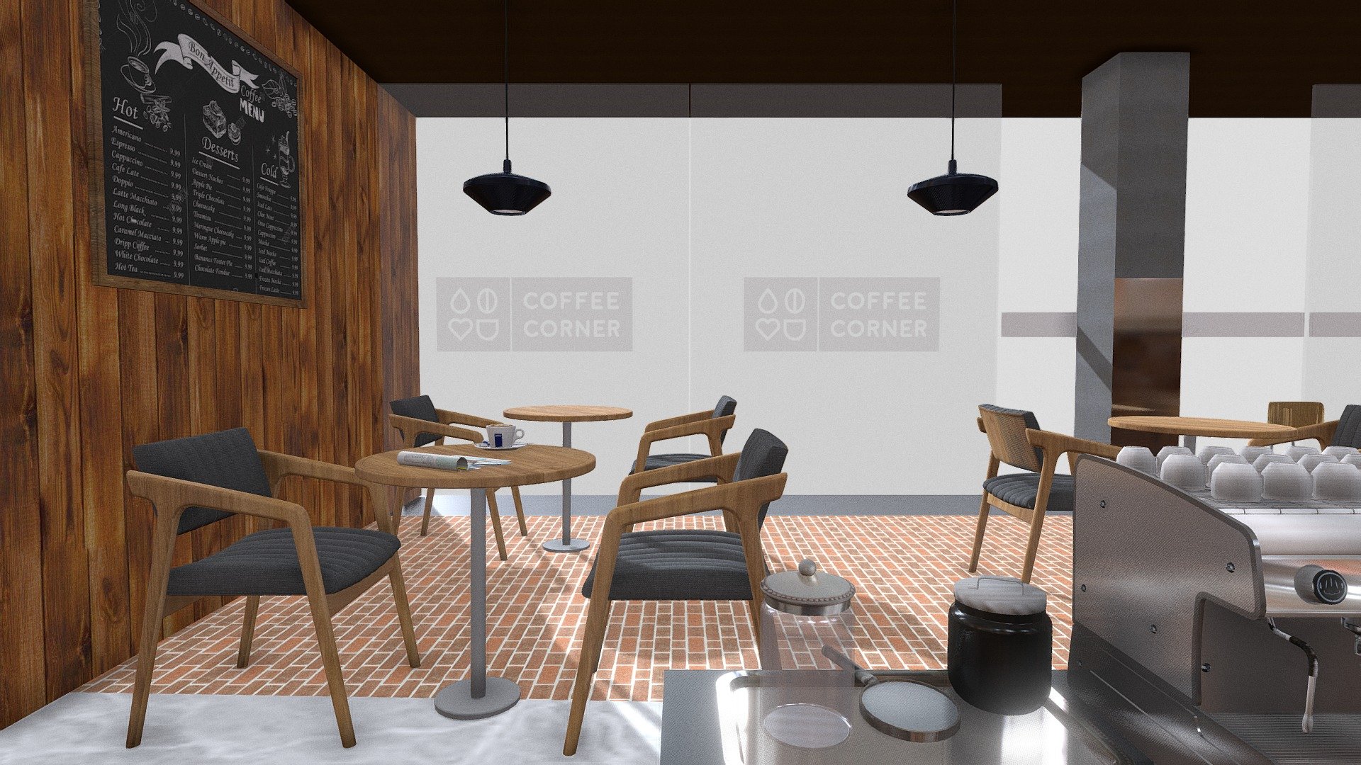 coffee shop interior 3d model