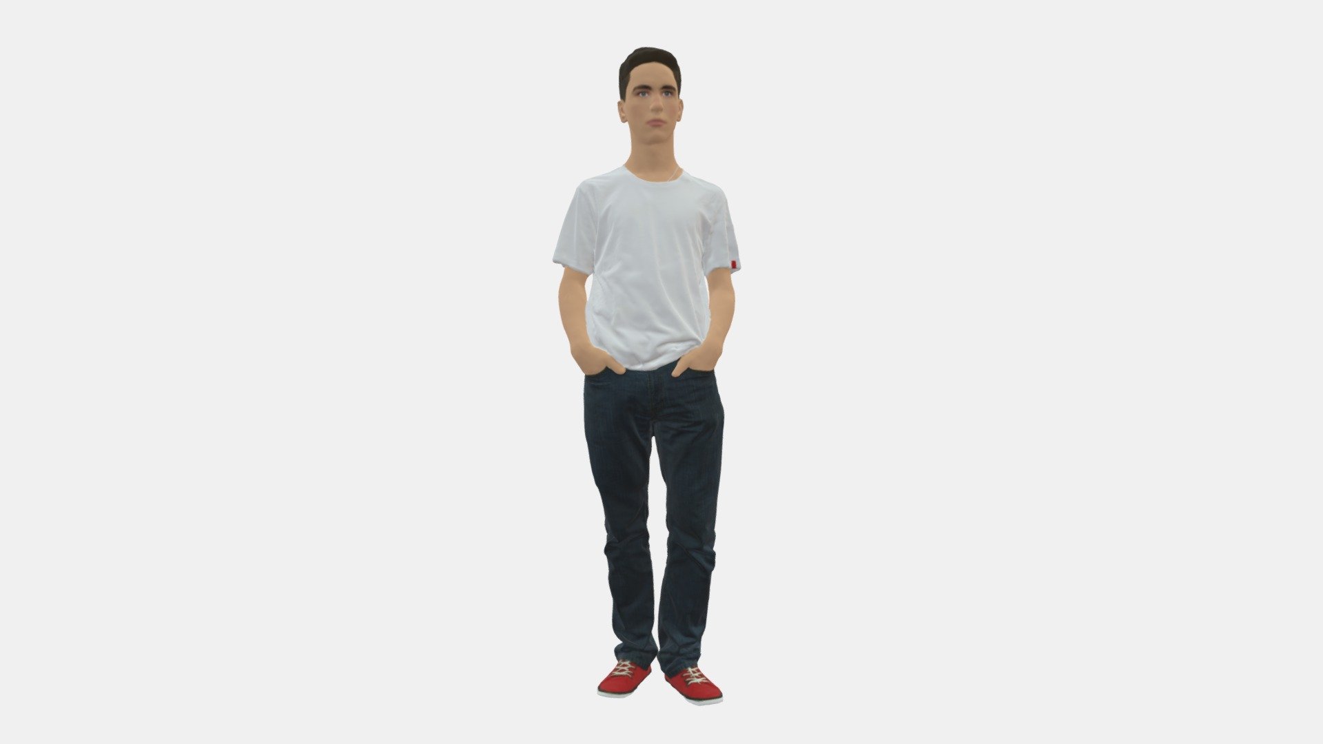 Man In White Top Blue Jeans 0774 3d model