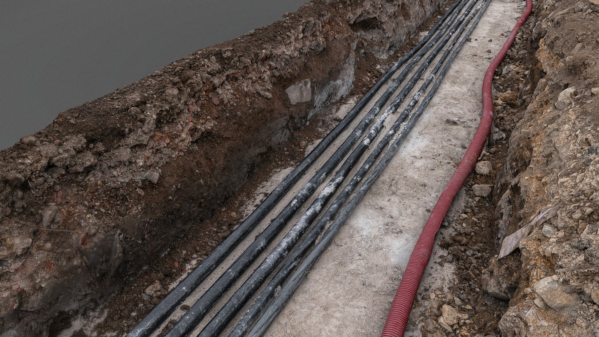 Data line pipes dig 3d model