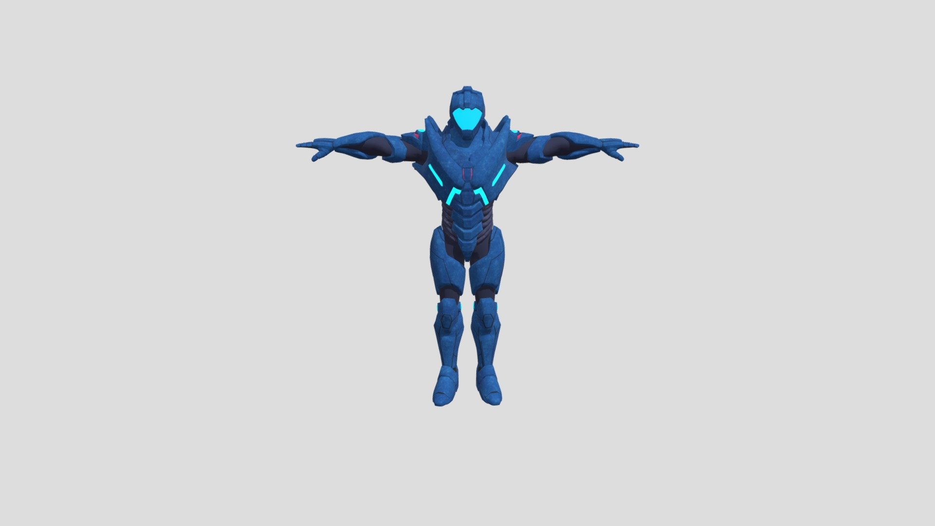 Blue Armor Suit Neon Cyberpunk Rigged Character 3d model