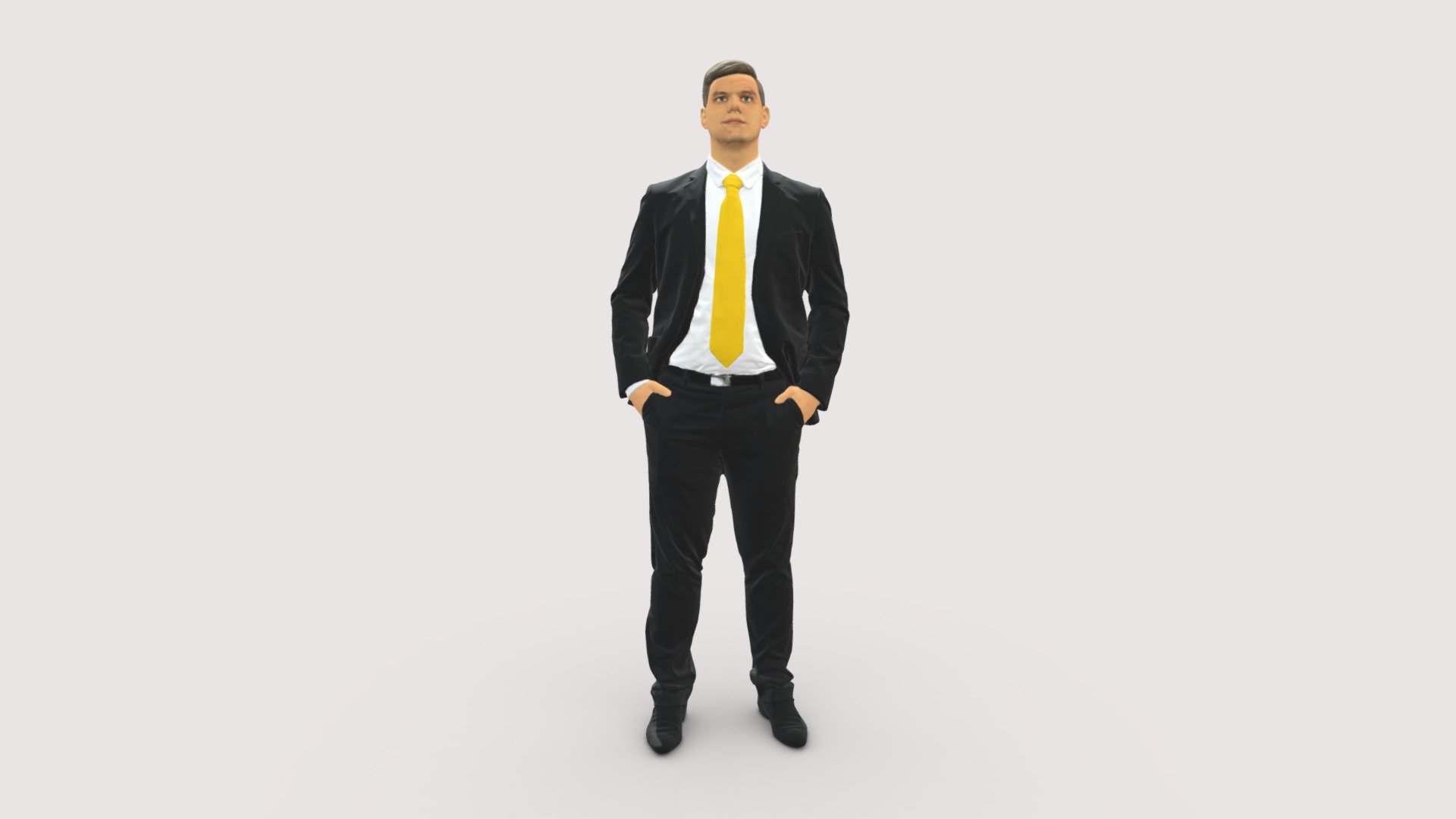 Man in suit and yellow tie 0489 3d model