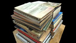 Stack of old books, photoscan prop