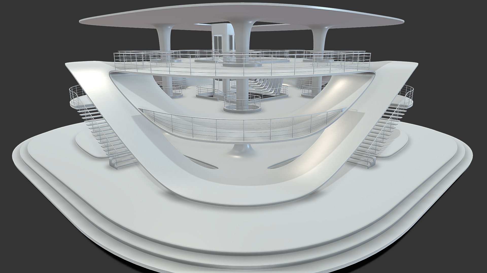 Futuristic Sci-Fi Parametric Exhibition Center 3d model