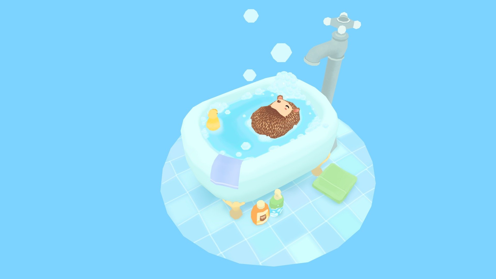 Hedgehog bath time! 3d model