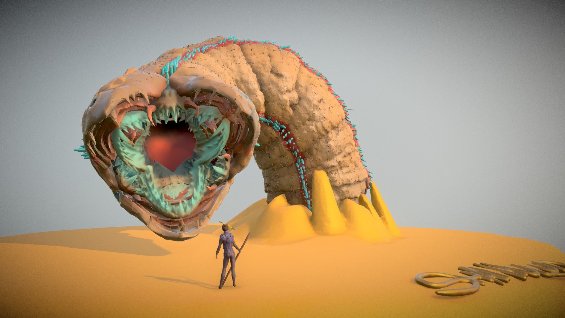 Dune Shai Hulud and Fremen Rider 3d model