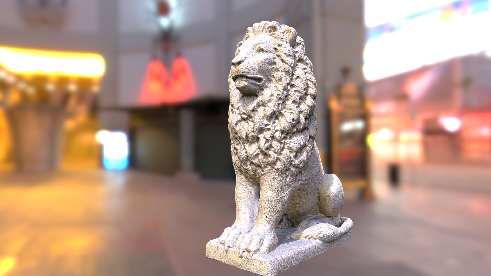 Plaster Lion Statue 3d model