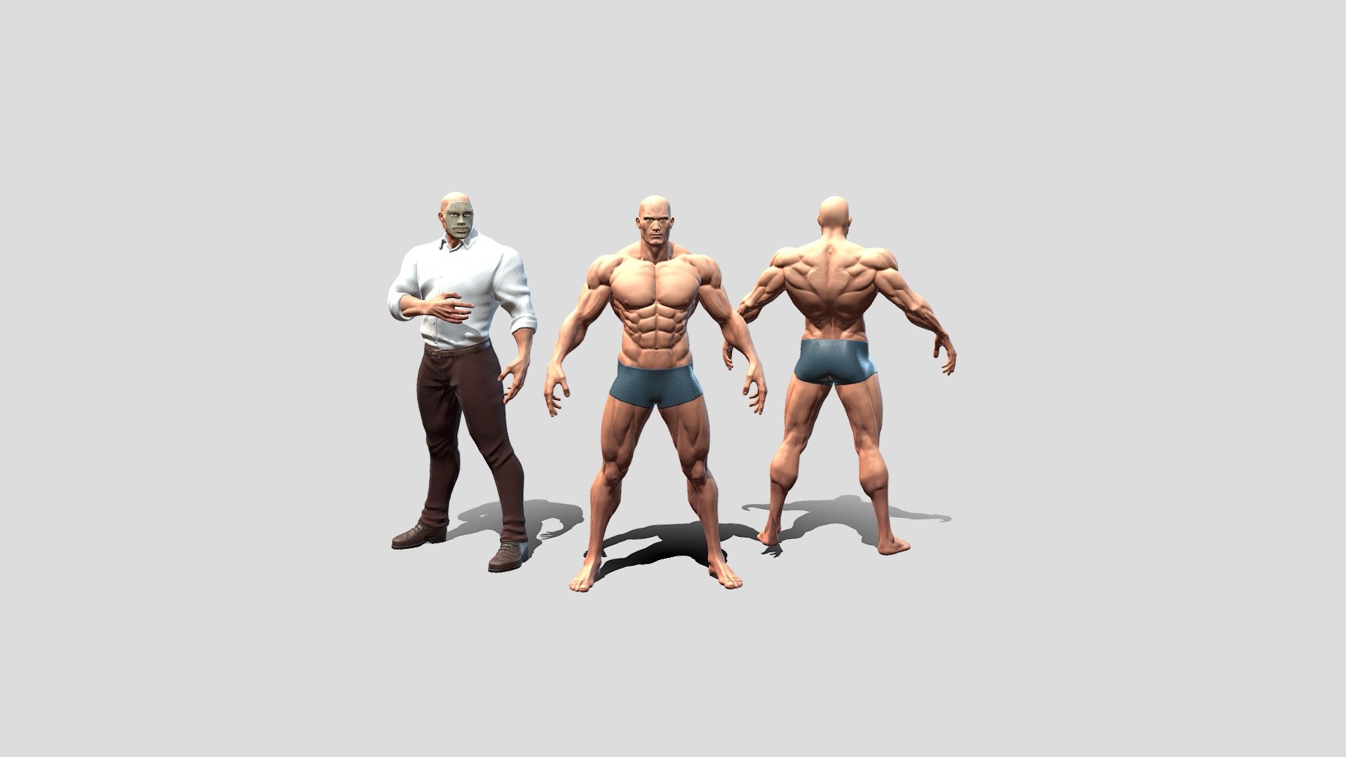 Modular Muscular Male Game ready Low-poly 3d model