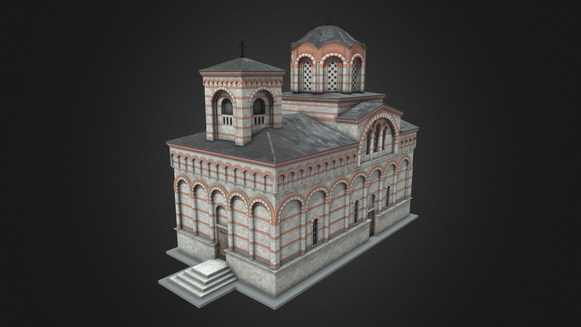 Medieval Town-Fortress Cherven Church 02 3d model