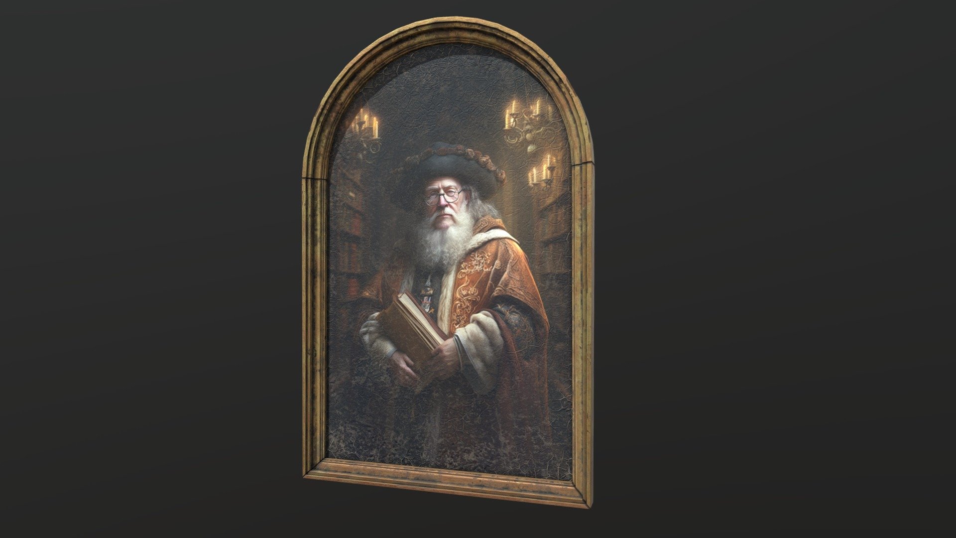 Old Portrait Painting of Wizard 3d model