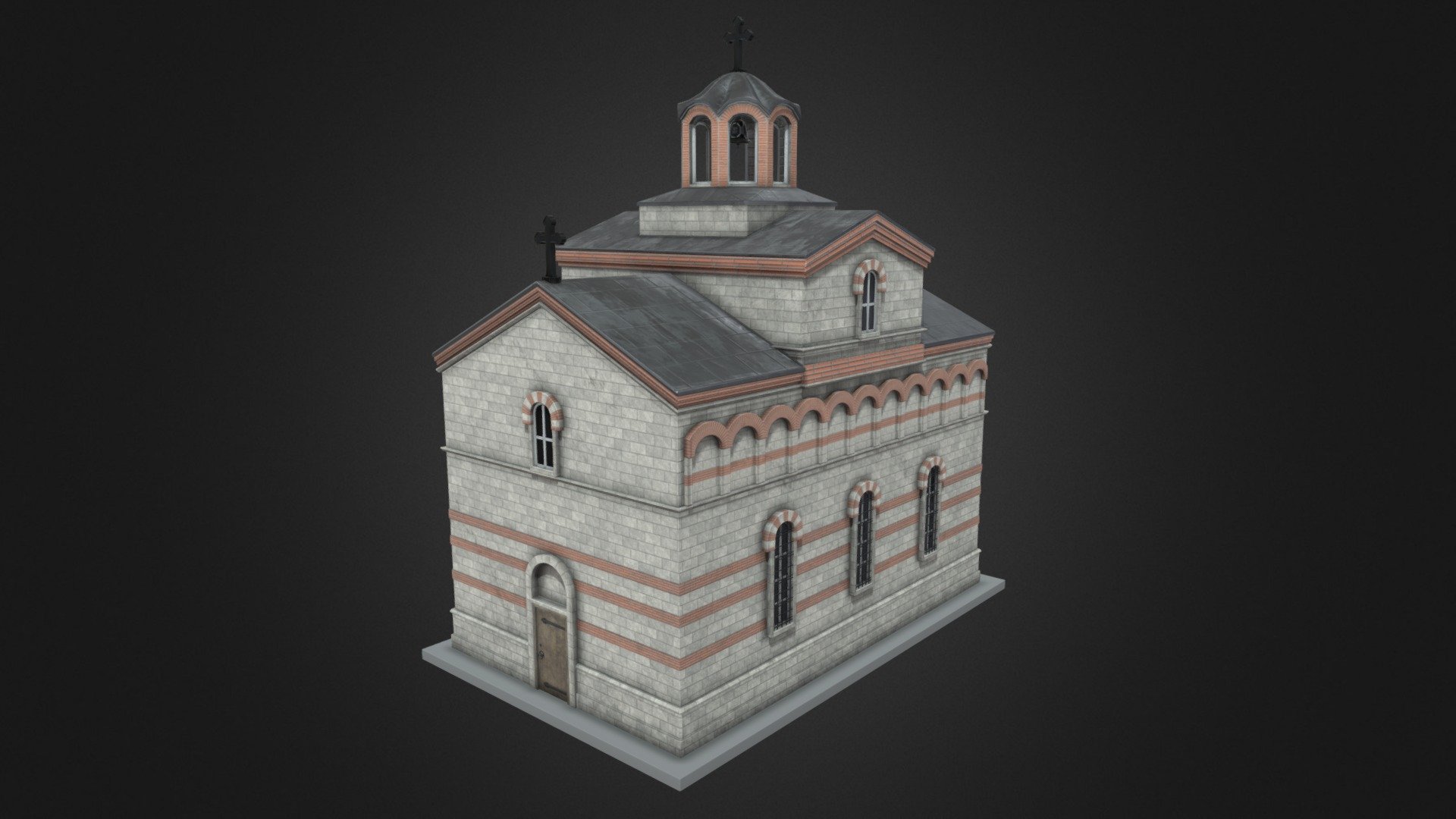 Medieval Town-Fortress Cherven Church 01 3d model