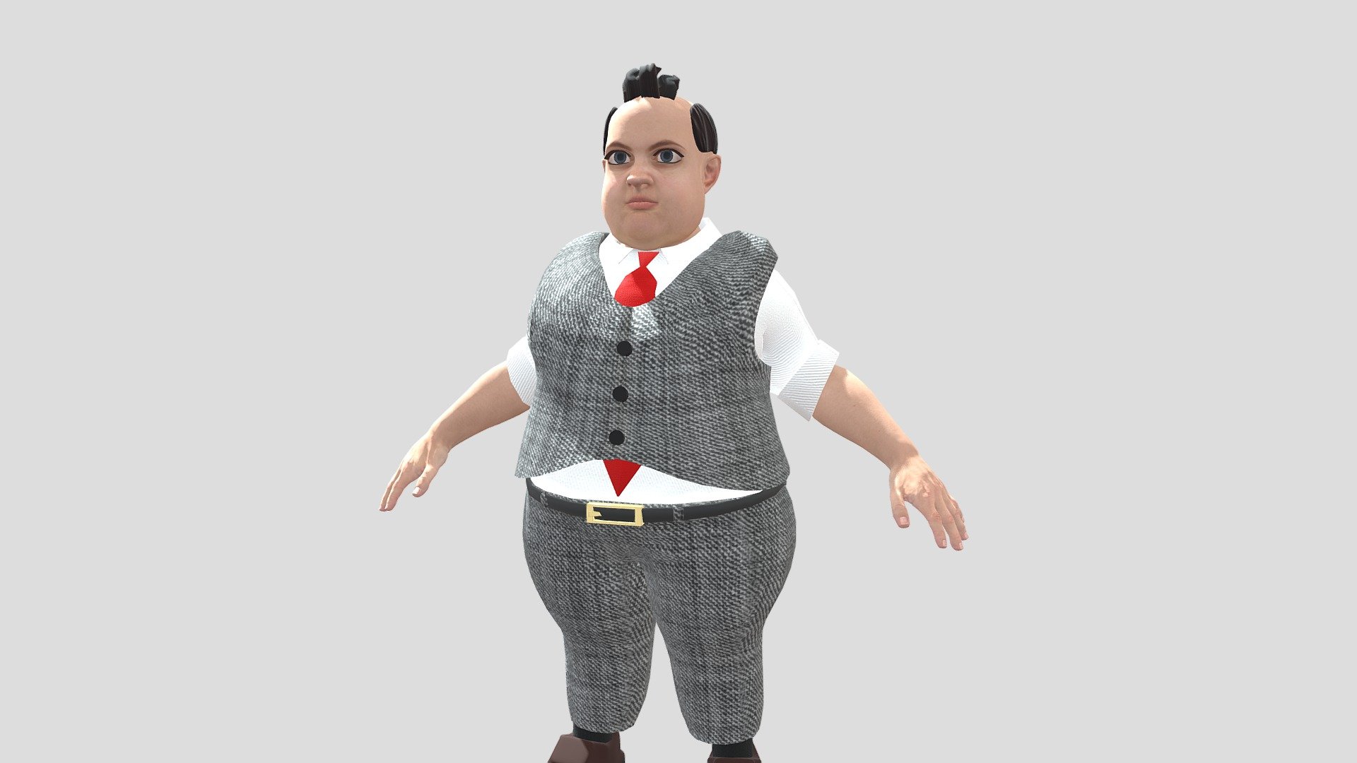 Fat Man Cartoonized  in suit 3d game character 3d model