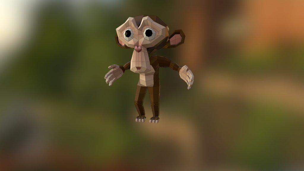 Low Poly Monkey 3d model