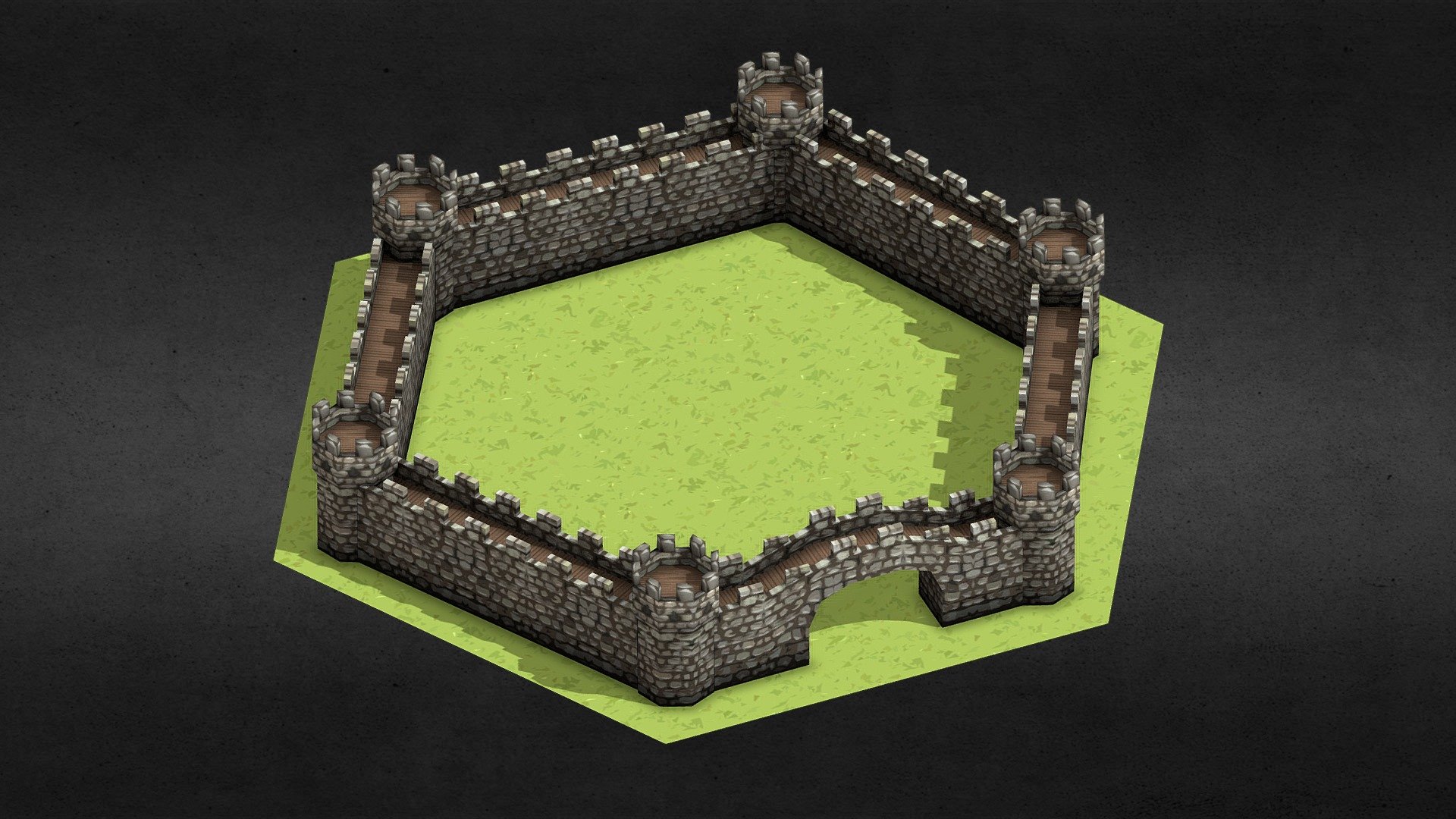 Hexagonal Stone walls 3d model