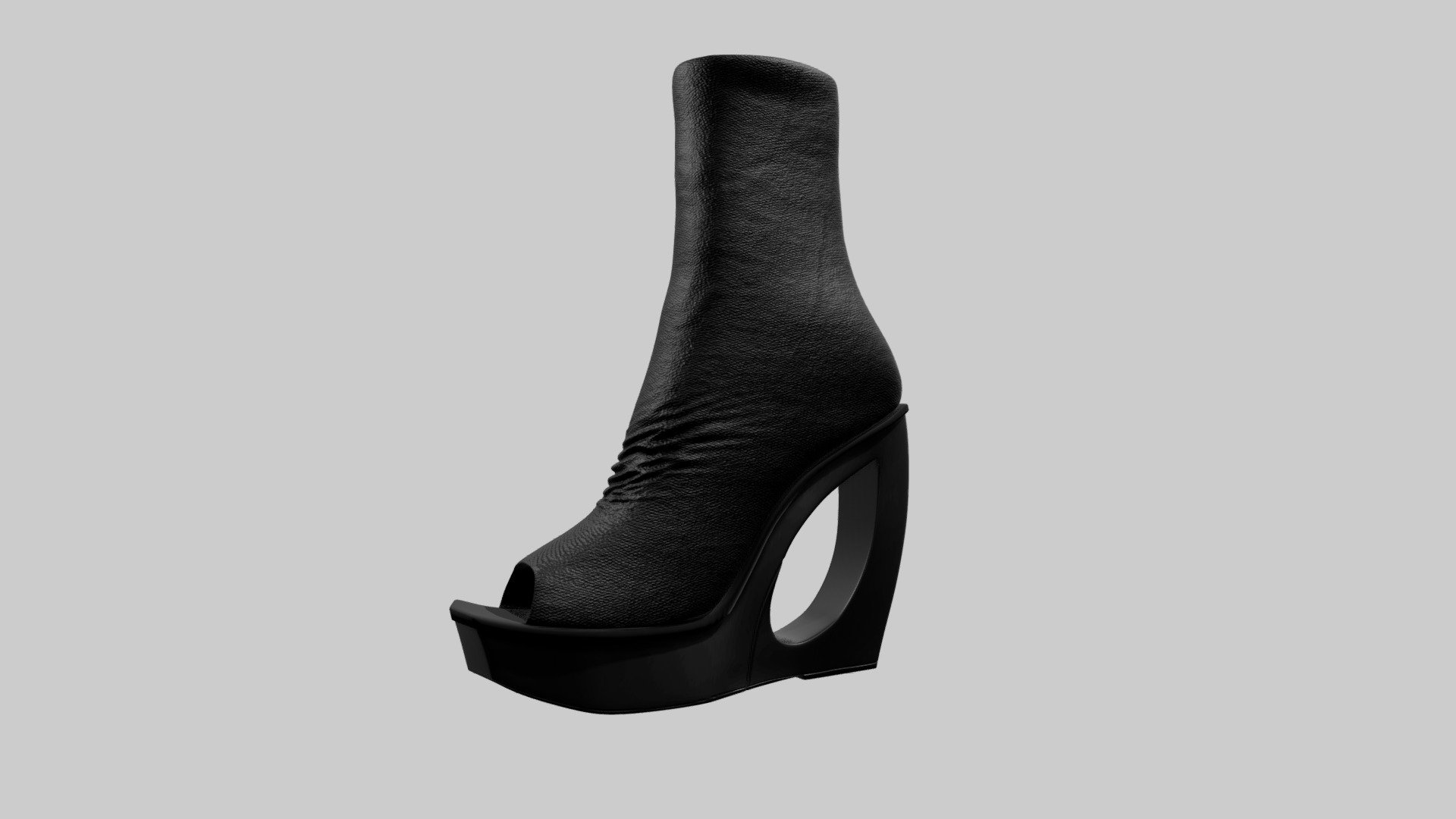 Rick Owens Fashion Style Wedge Boots Heels 3d model