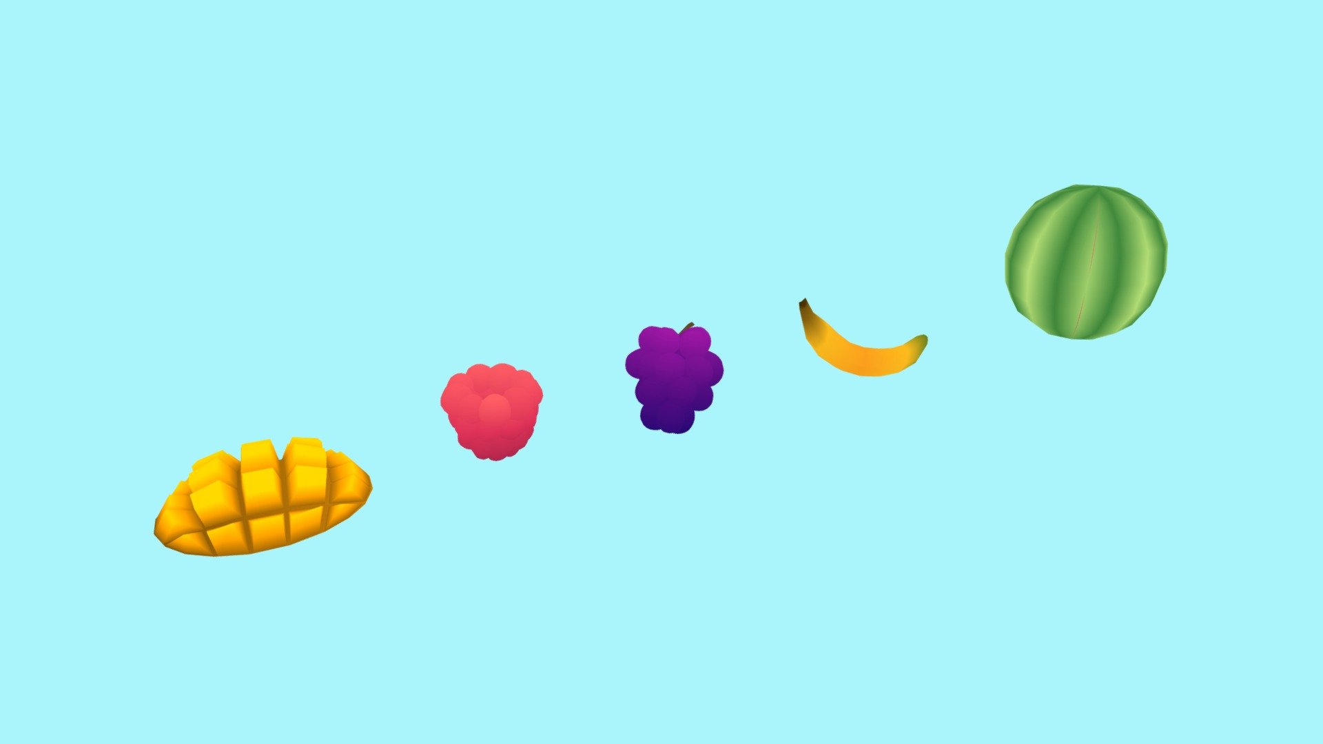 Fruits 🥭🍇🍌🍉 3d model