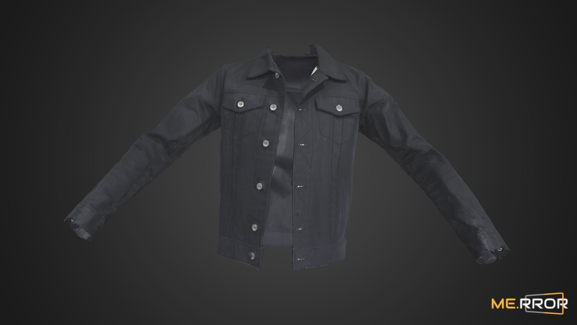 Black Trucker Jacket 3d model