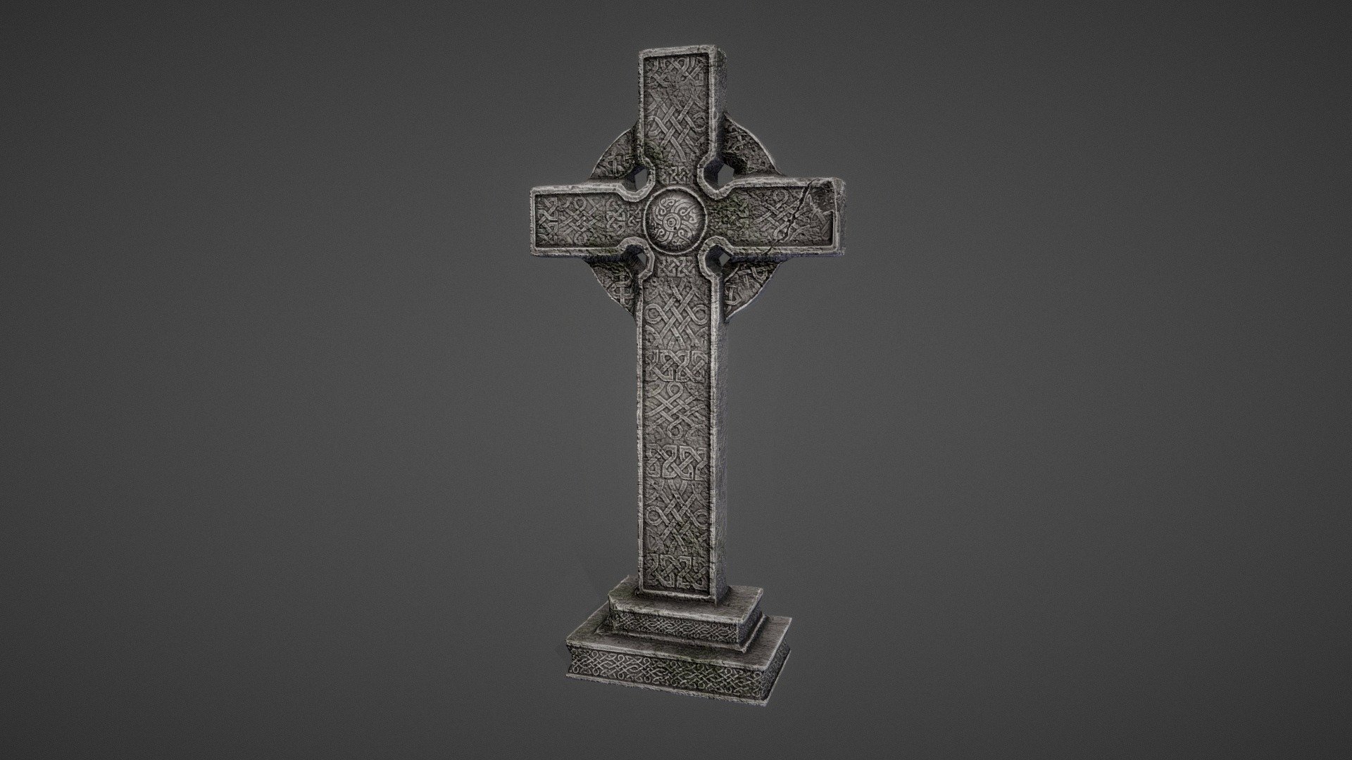 Old celtic cross gravestone 3d model