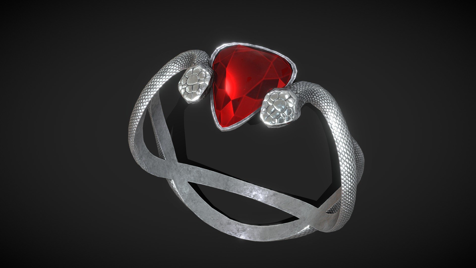 Silver Snake Ring 3d model