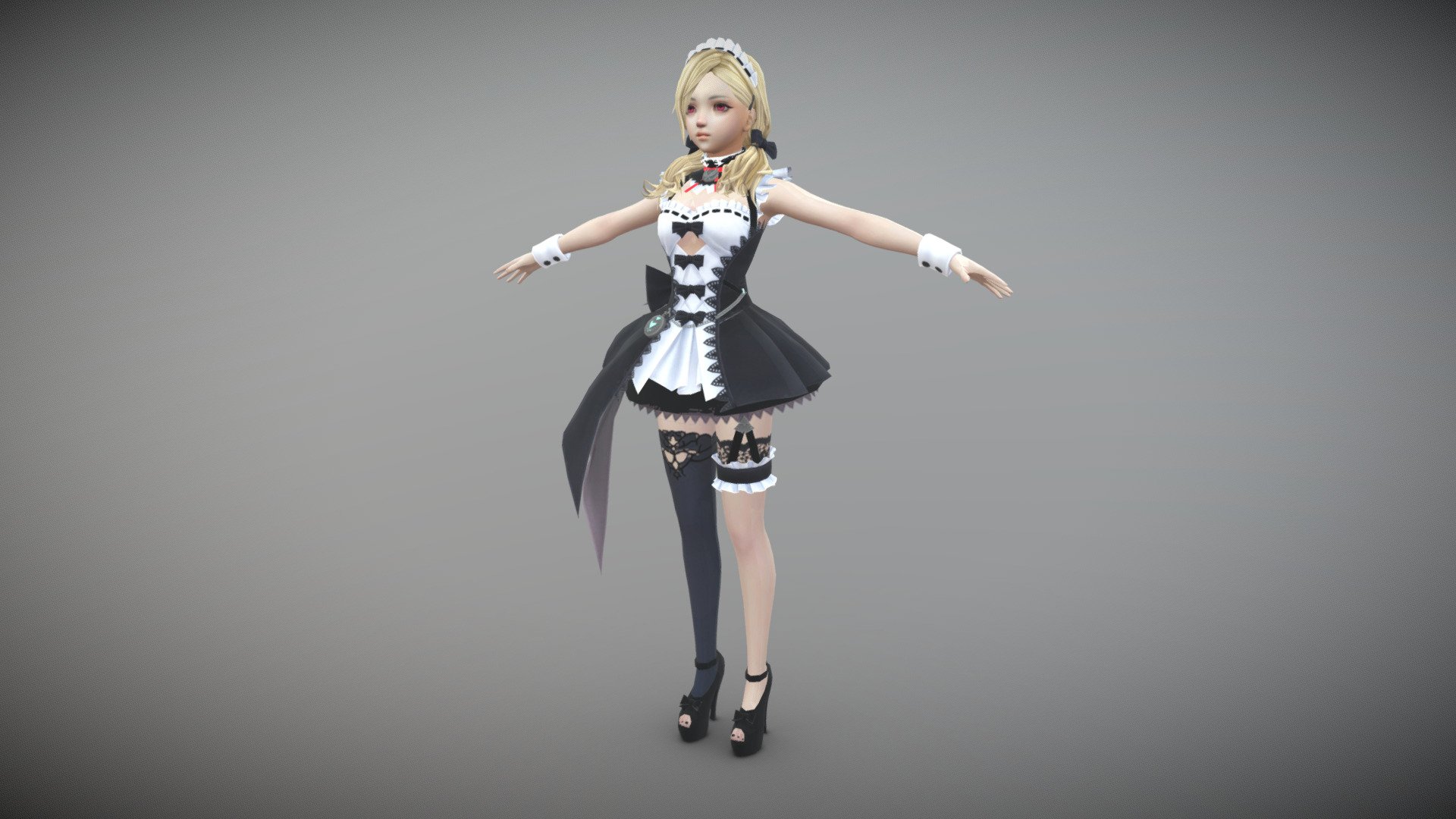 Cute Anime Girl Mage 3D Model 3d model