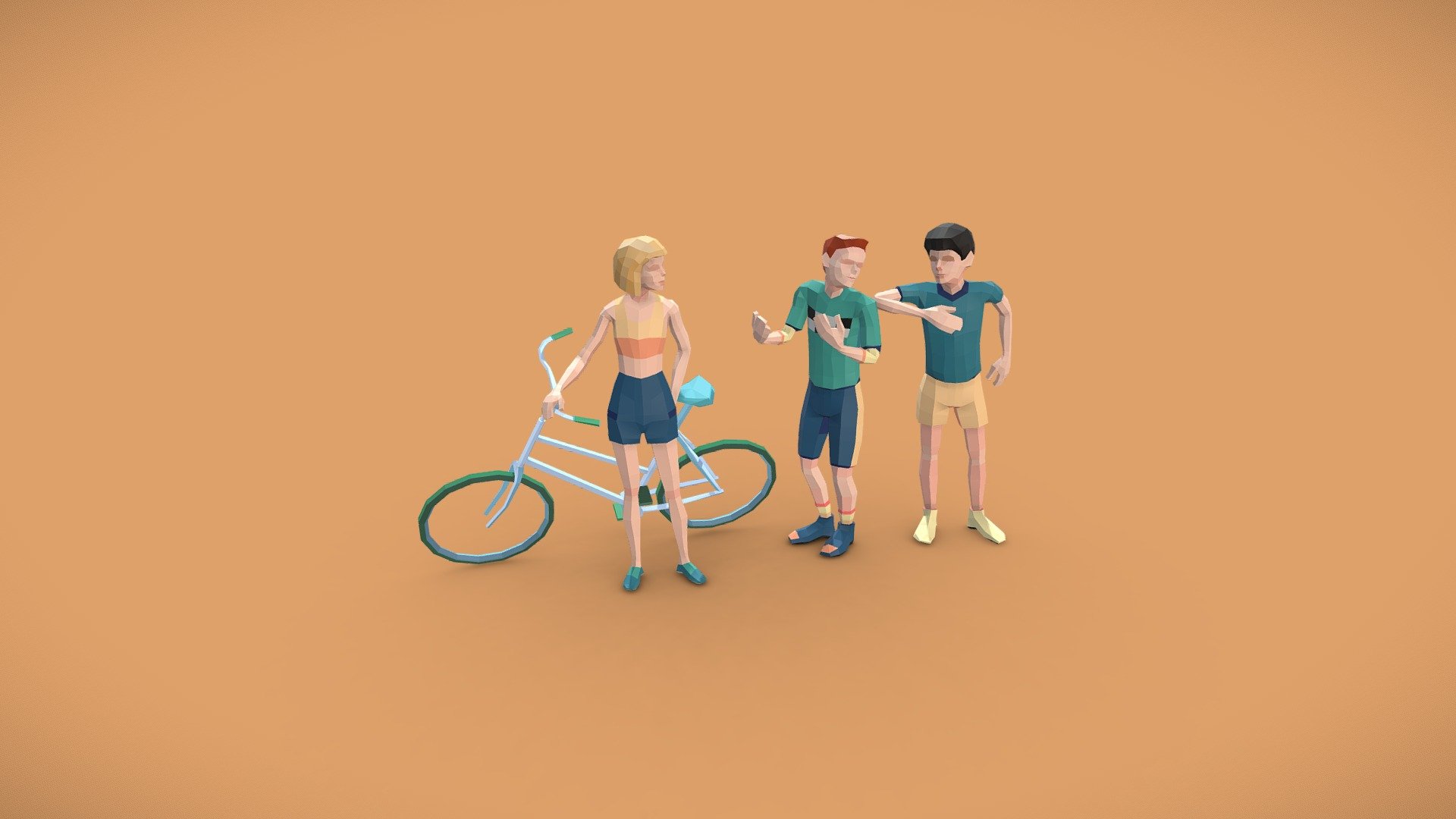 Static Set Low-Poly 3D Characters "Tell Her" 3d model