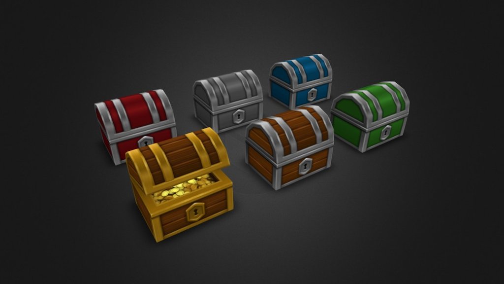 Low Poly Treasure Chest Set 3d model