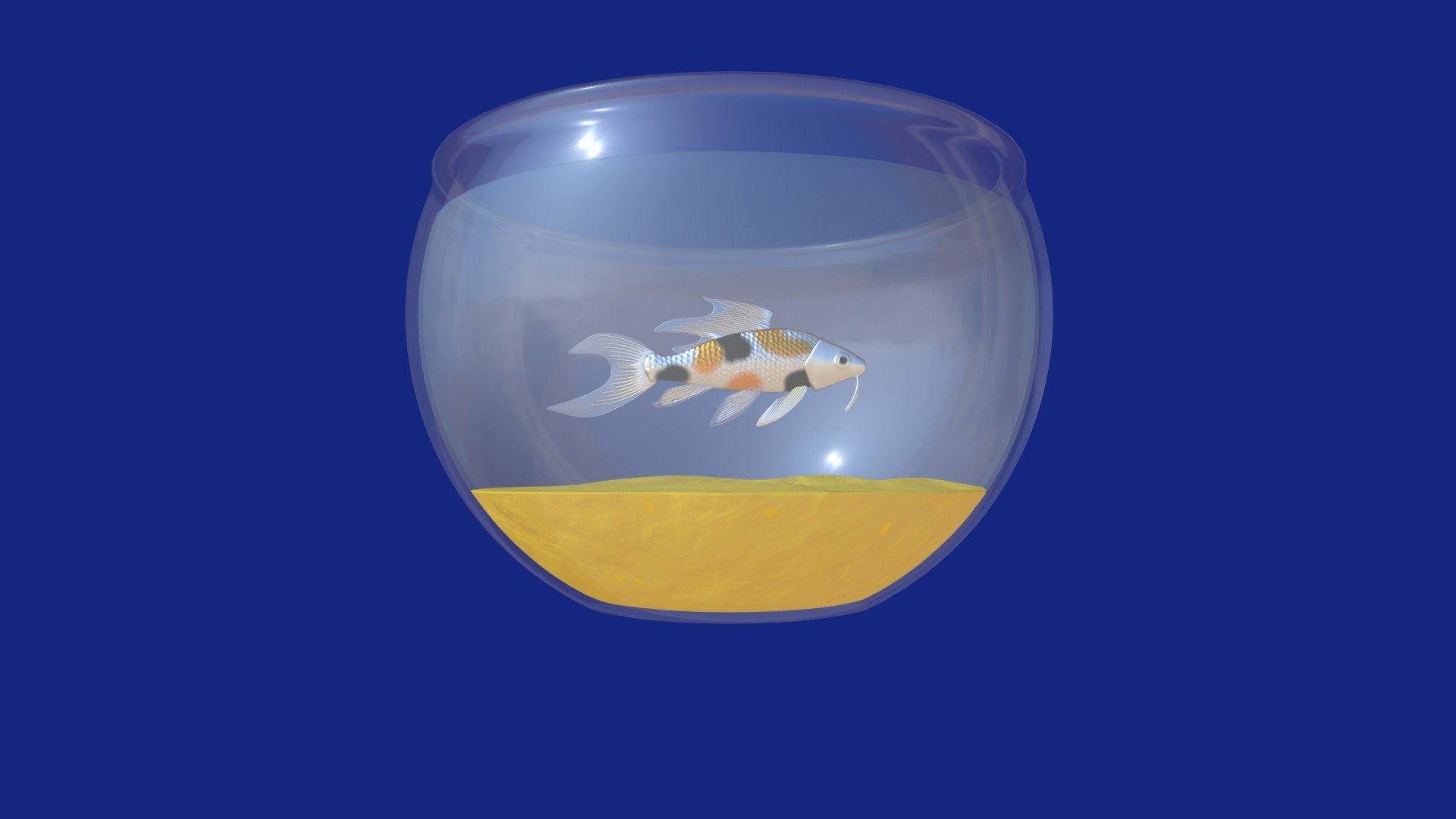 Swimming Koi in Fish Bowl 3d model