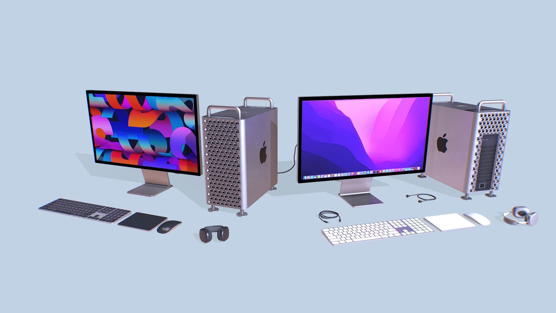 Mac Pro 2022 with keyboard mouse trackpad 3d model