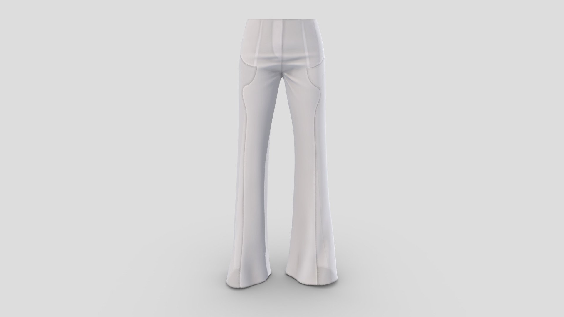 Spaniard Bell Bottom White Female Pants 3d model