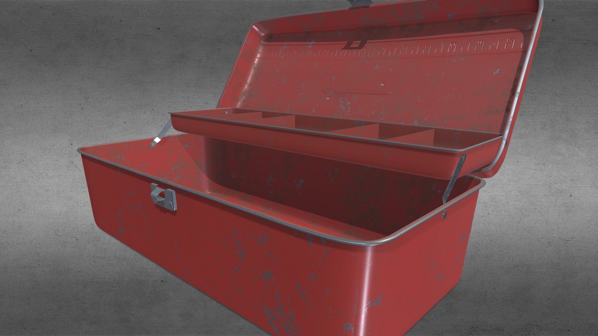 Metalic fishing tackle box 3d model