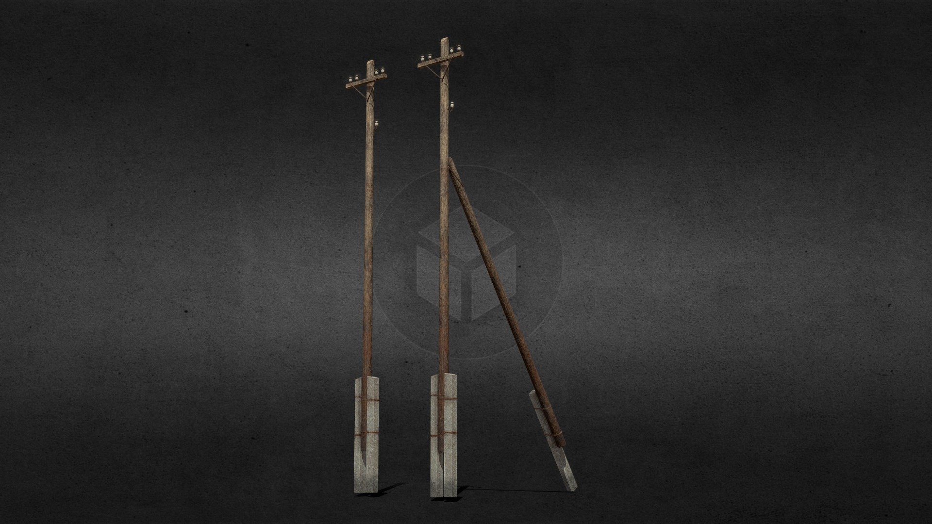 wooden electric pole 3d model