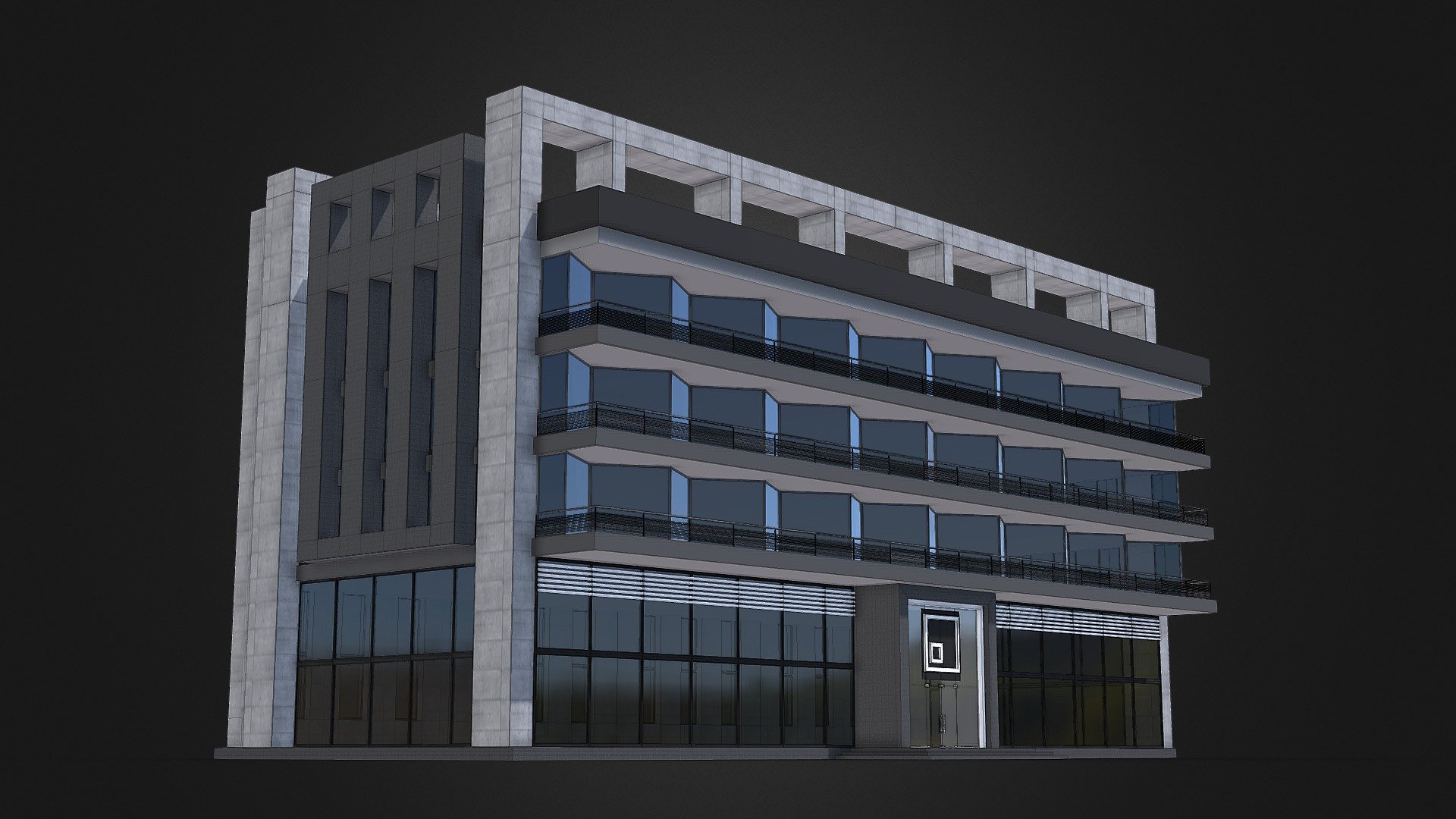 Modern Glass Building 3d model