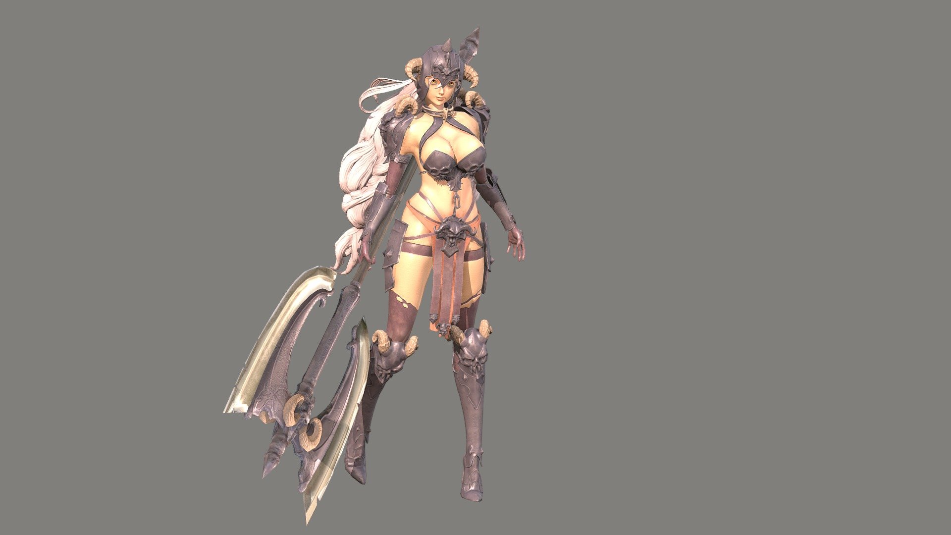 axe_warrior_Female_3D model 3d model