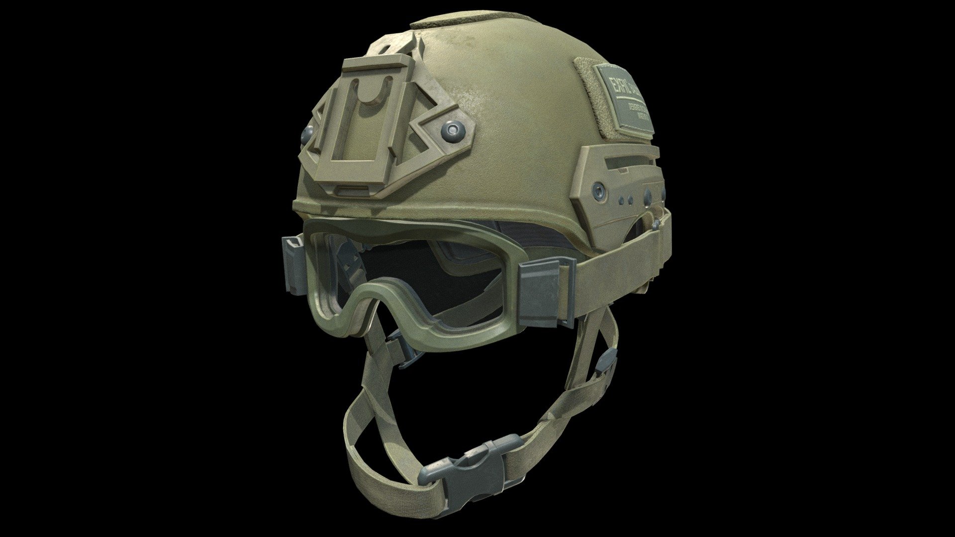 Exfil Ballistic Helmet With Goggles 3d model