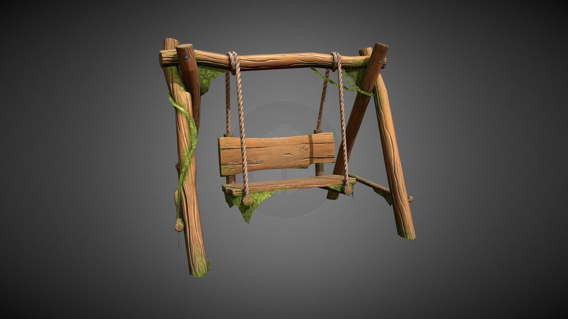 Stylized Wooden Bench 3d model