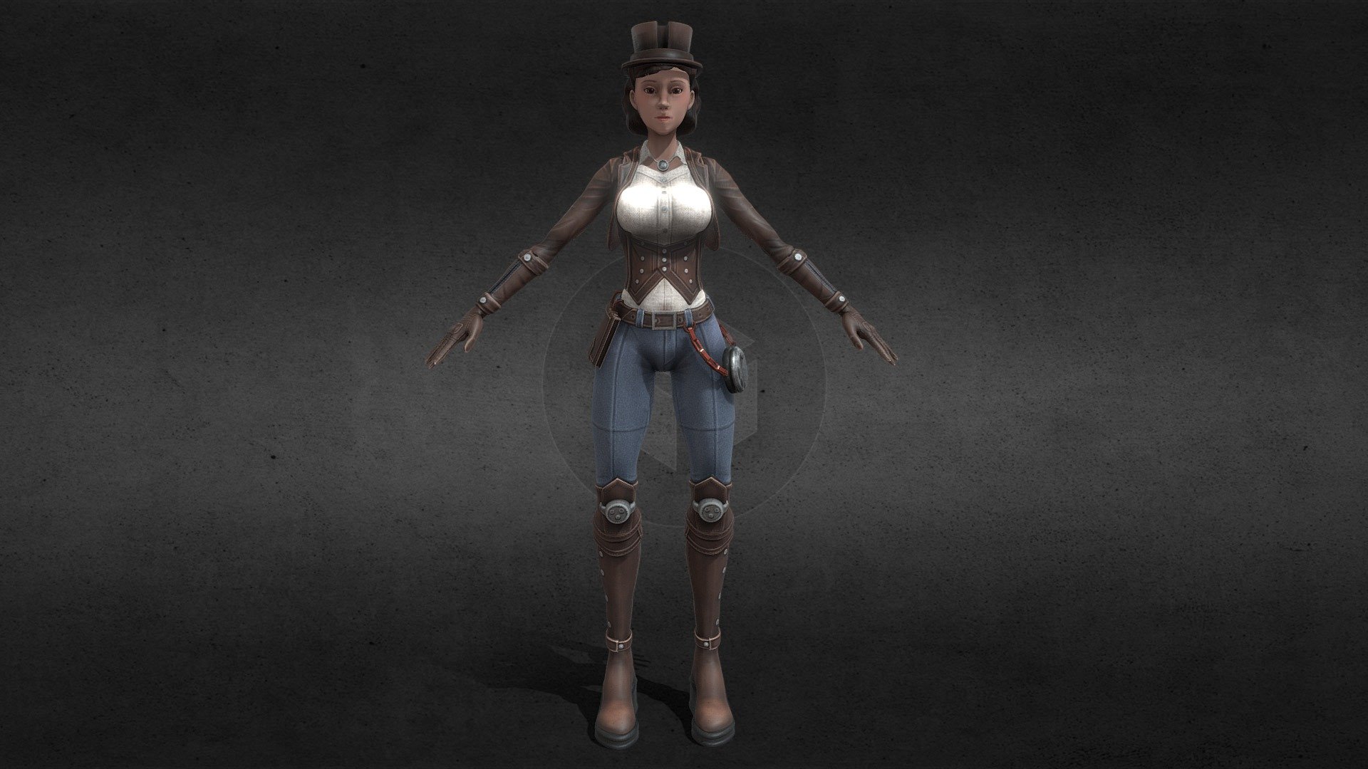 steampunk girl 3d model