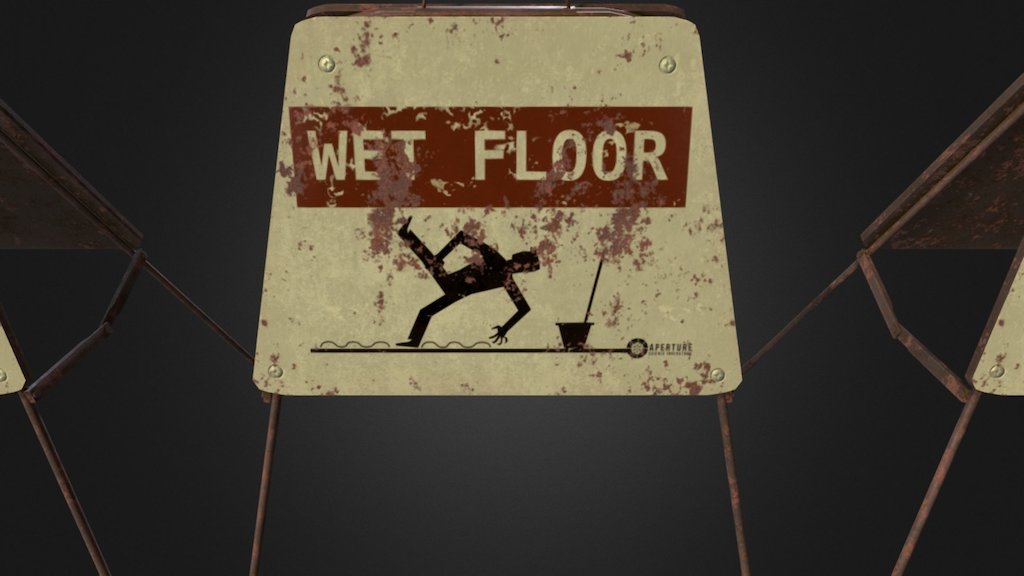 Aperture wet floor signs 3d model