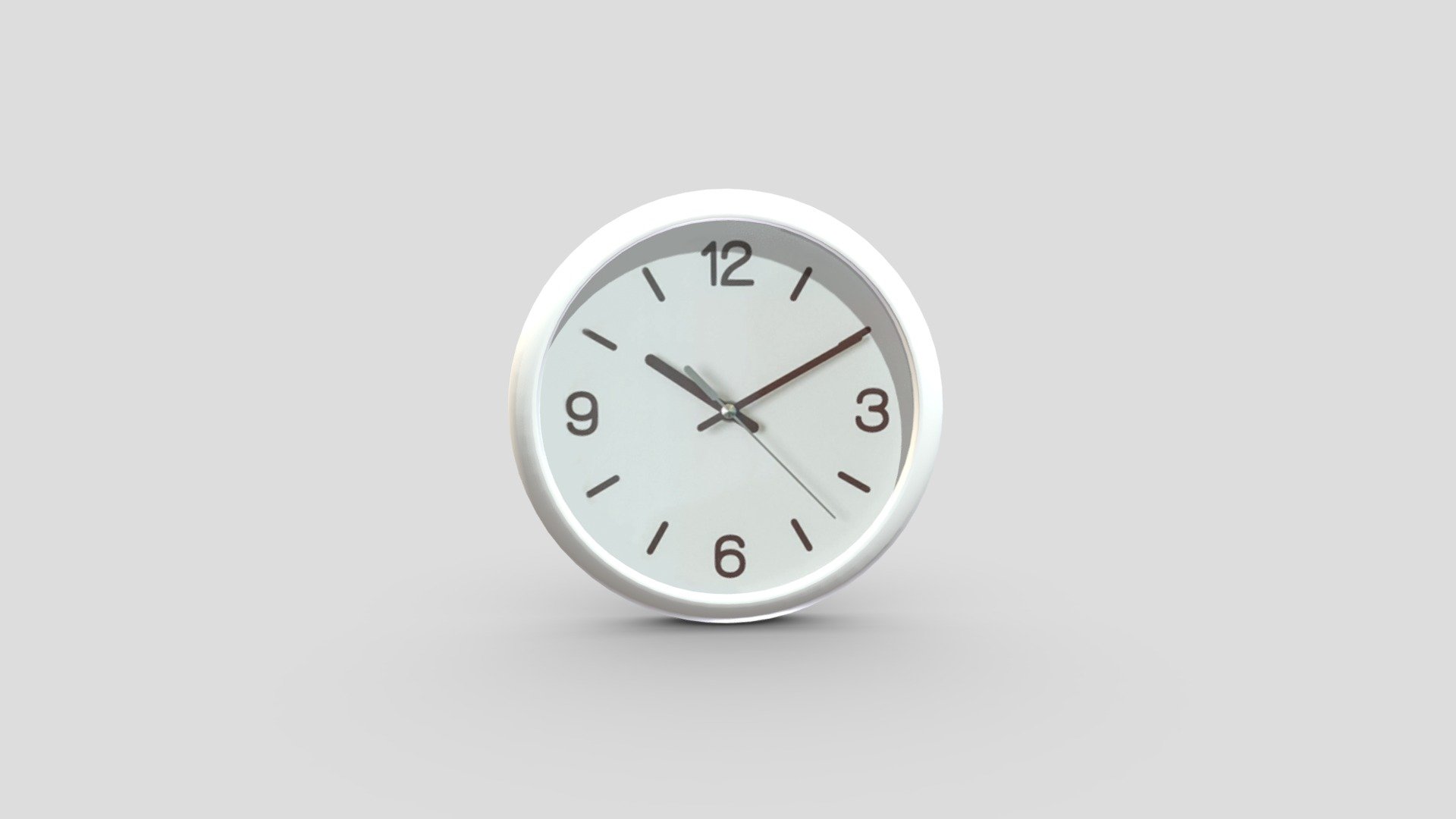 White Dome Round Noiseless Wall Clock 3d model