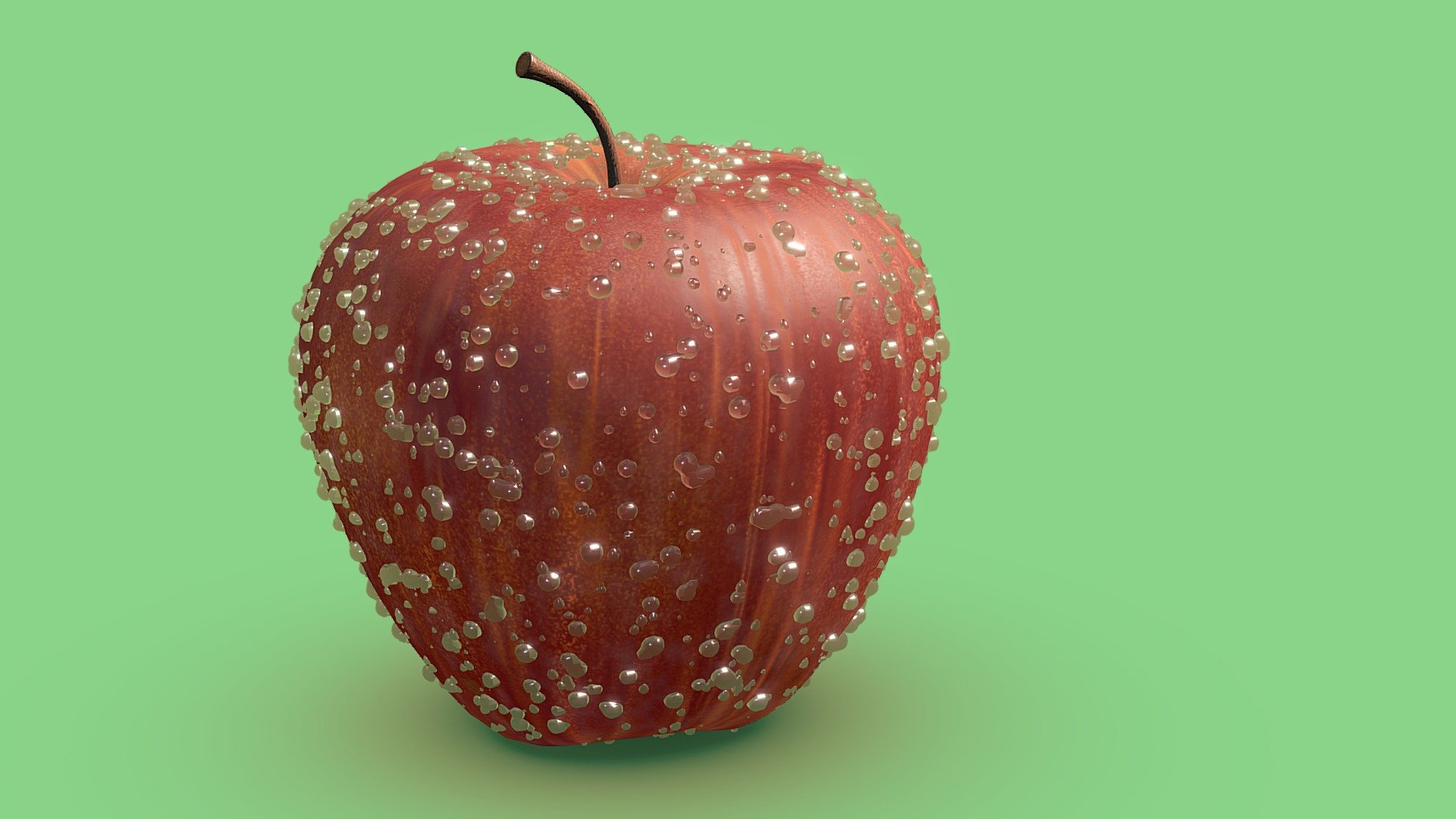 Apple with water drops 3d model