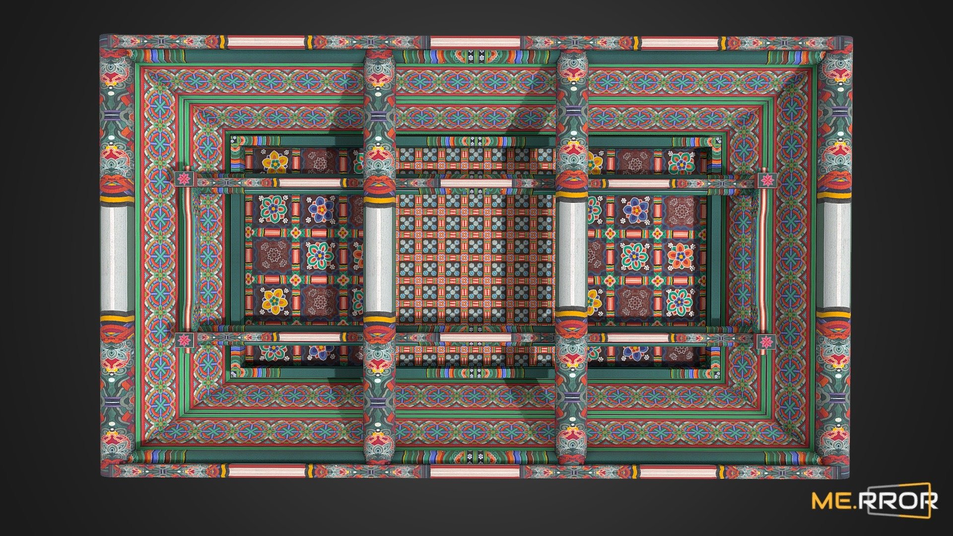 [Game-Ready] Dancheong, Korean Hanok Ceiling 3d model