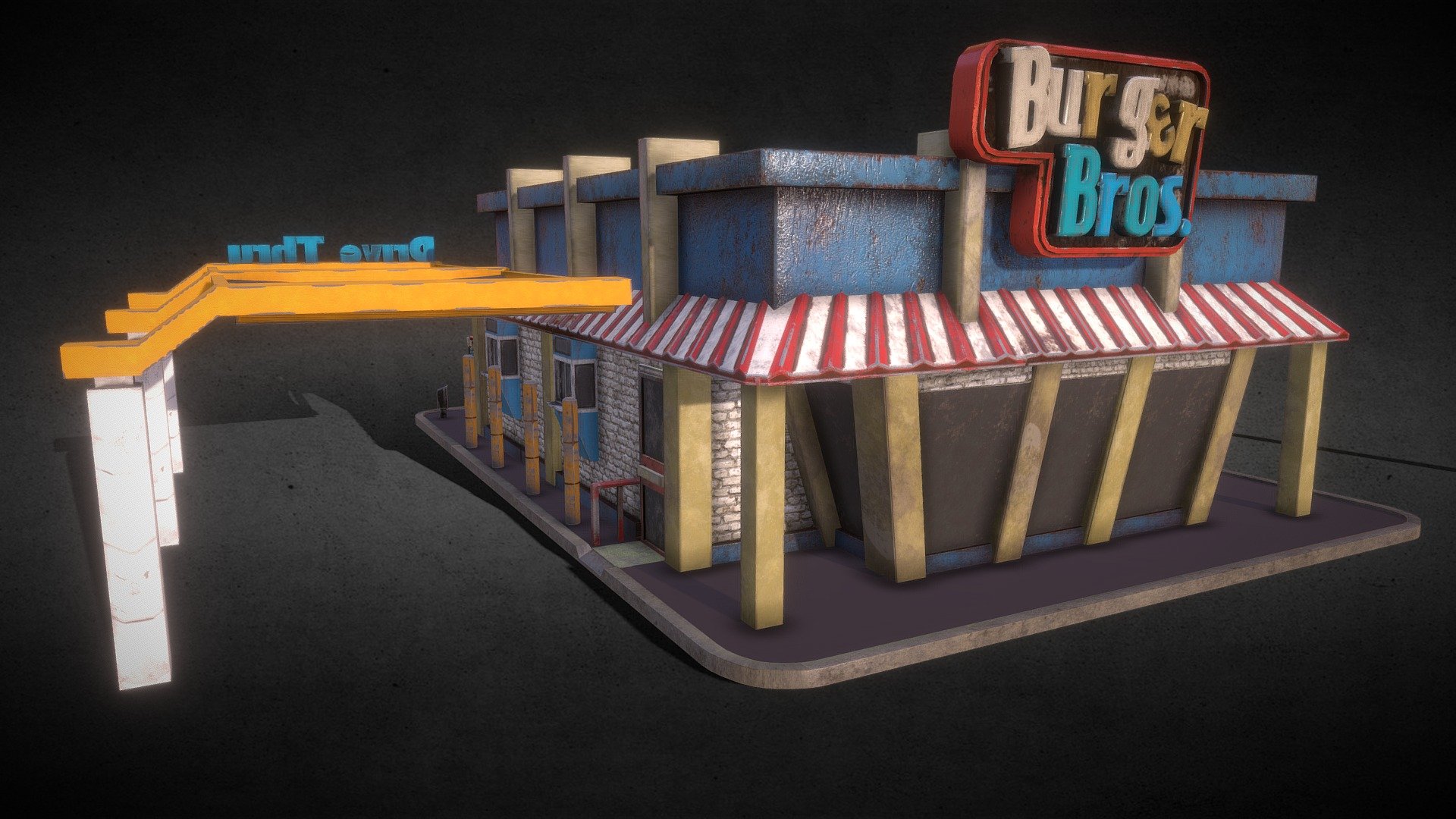 Abandoned Burger Shop 3d model