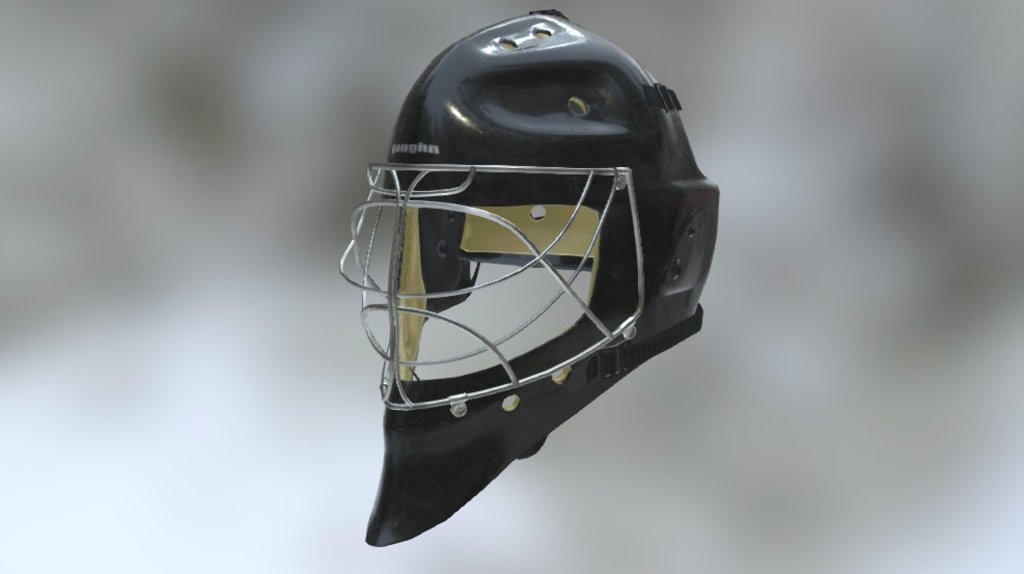 Hockey Goalie Helmet, Low Poly + Textures 3d model