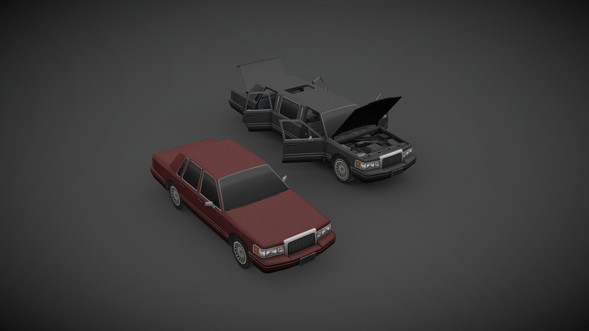 93 Lincoln Town Car 3d model