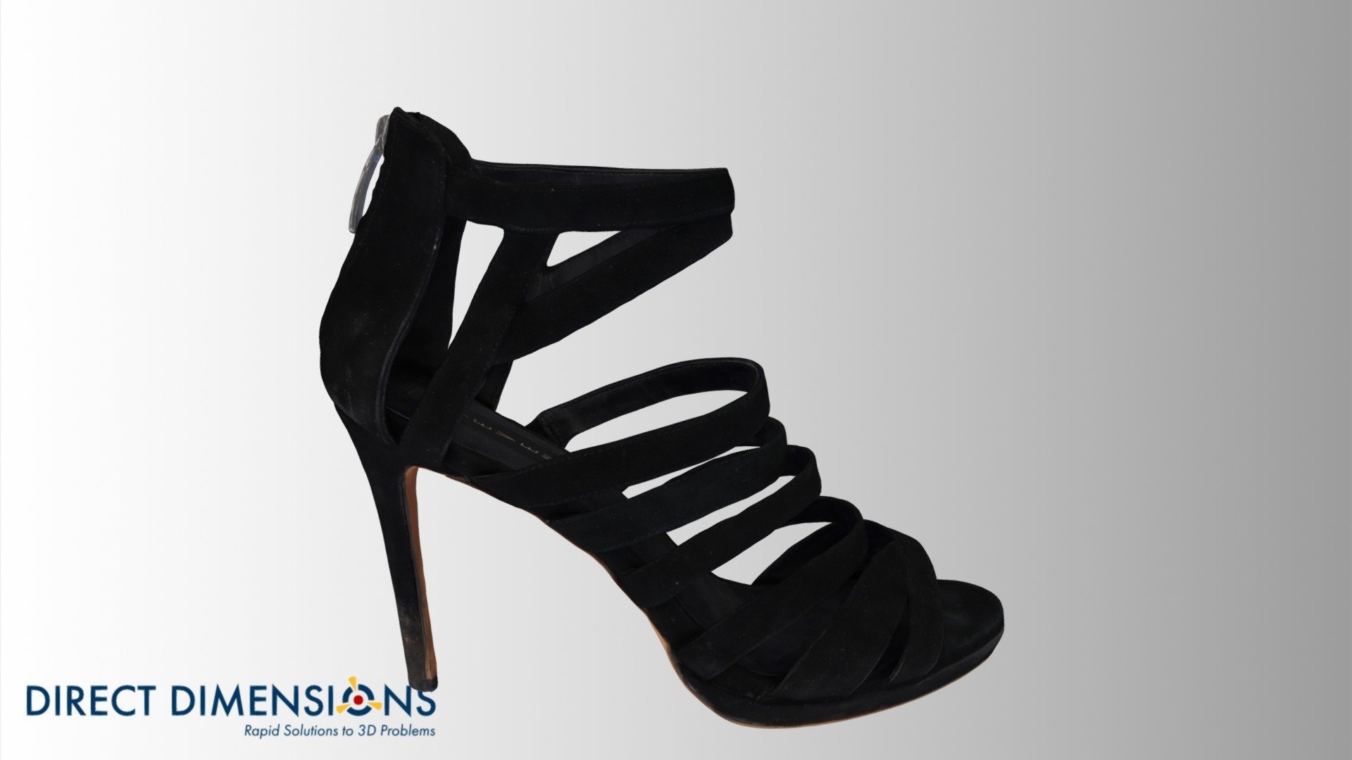 Ladies Black Strappy Shoe 3d model