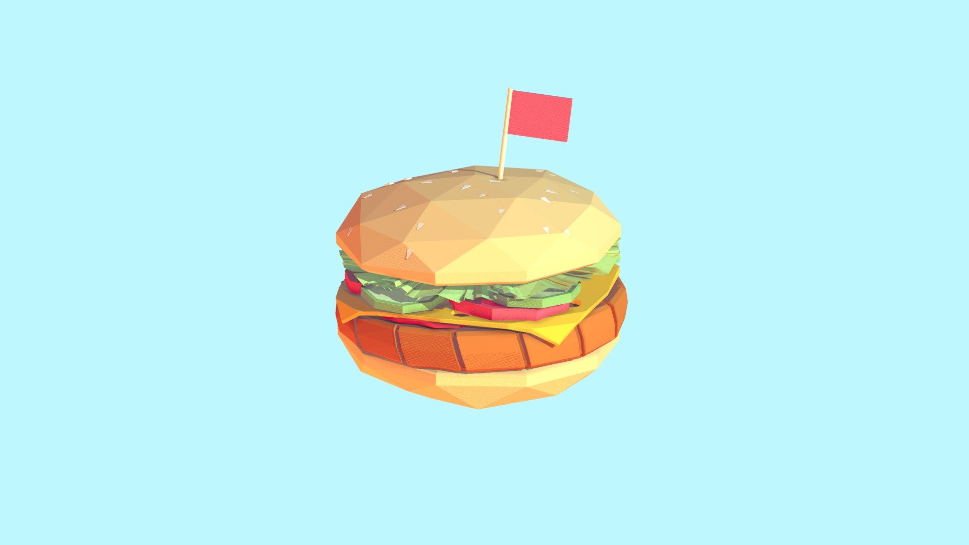 Cartoon Low Poly Paper Burger 3d model