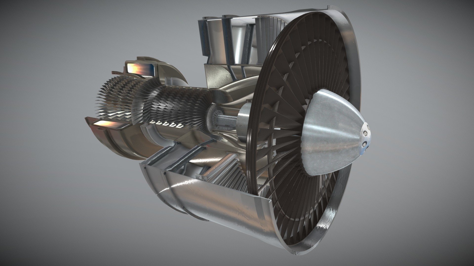 Turbofan Engine Animated 3d model