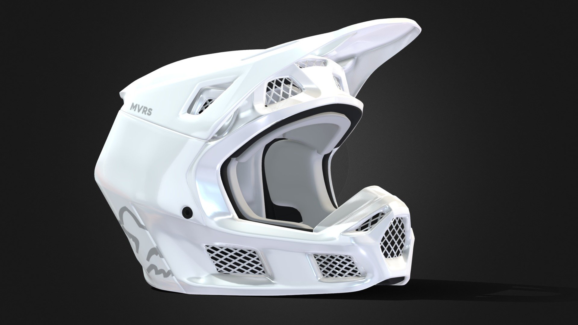 Fox Racing V3 LE Solid Helmet White Silver 3d model