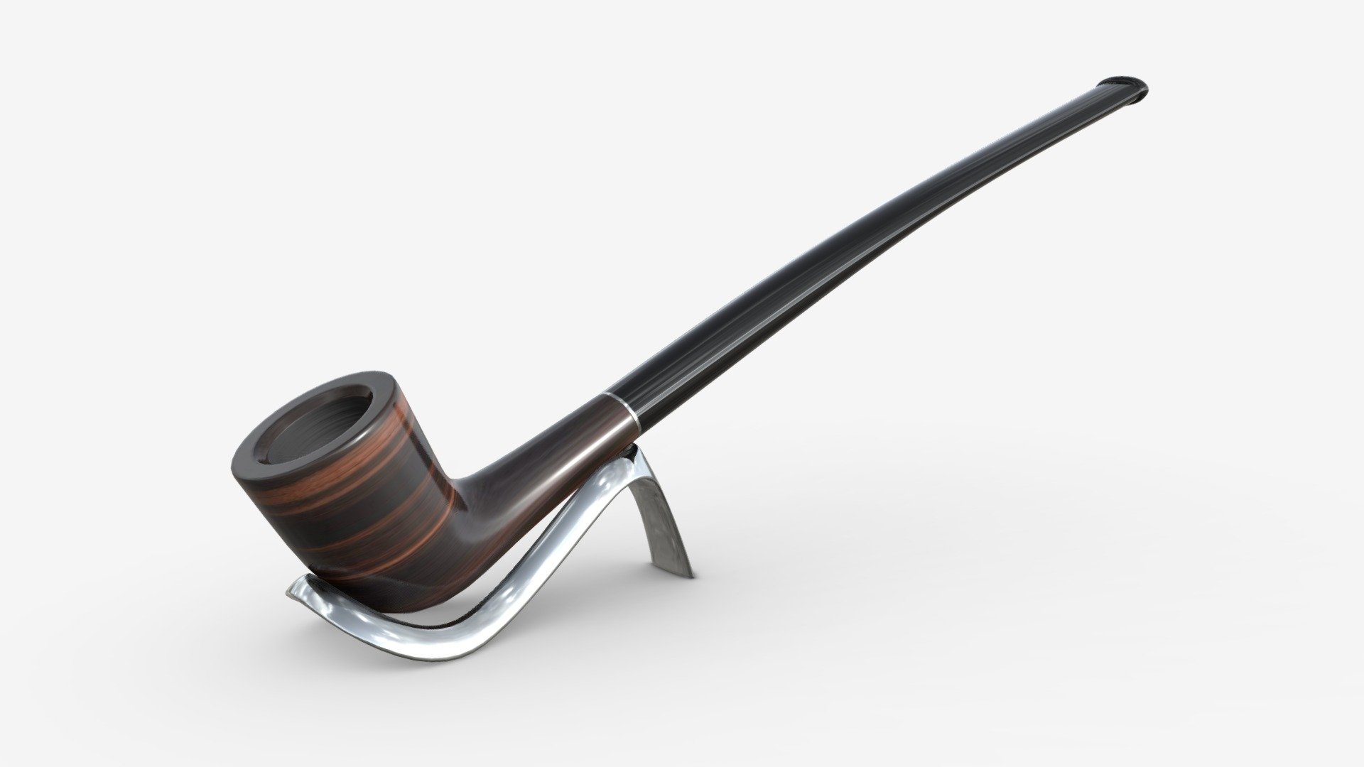 Smoking Pipe Long Briar Wood 02 3d model