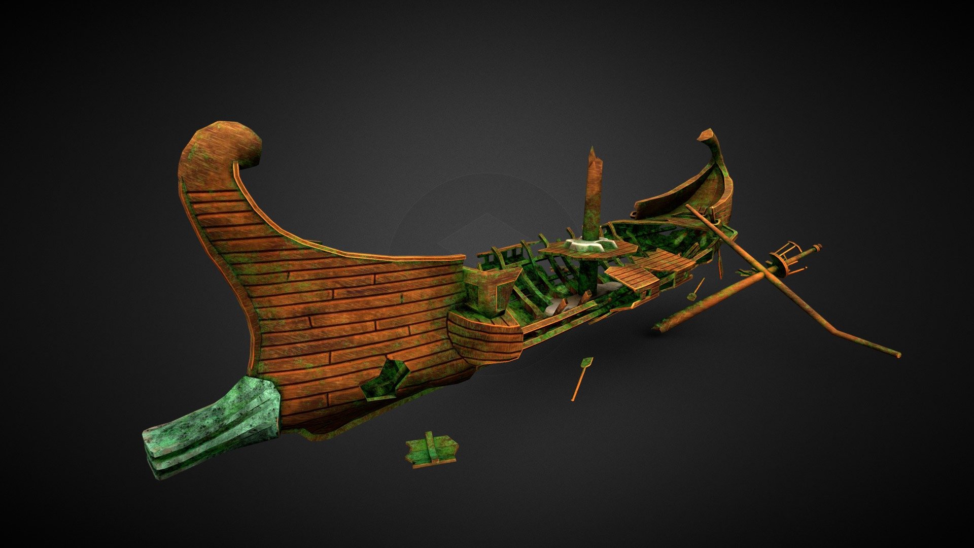 Wrecked ship 3d model