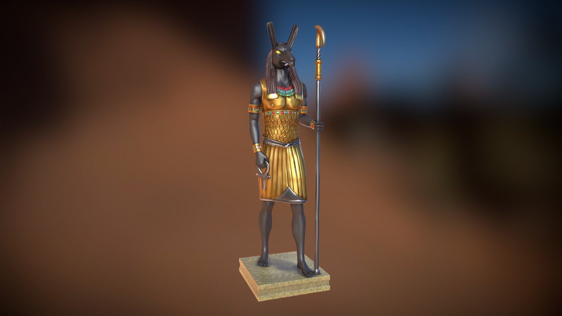 Statue of the Egyptian god Seth 3d model