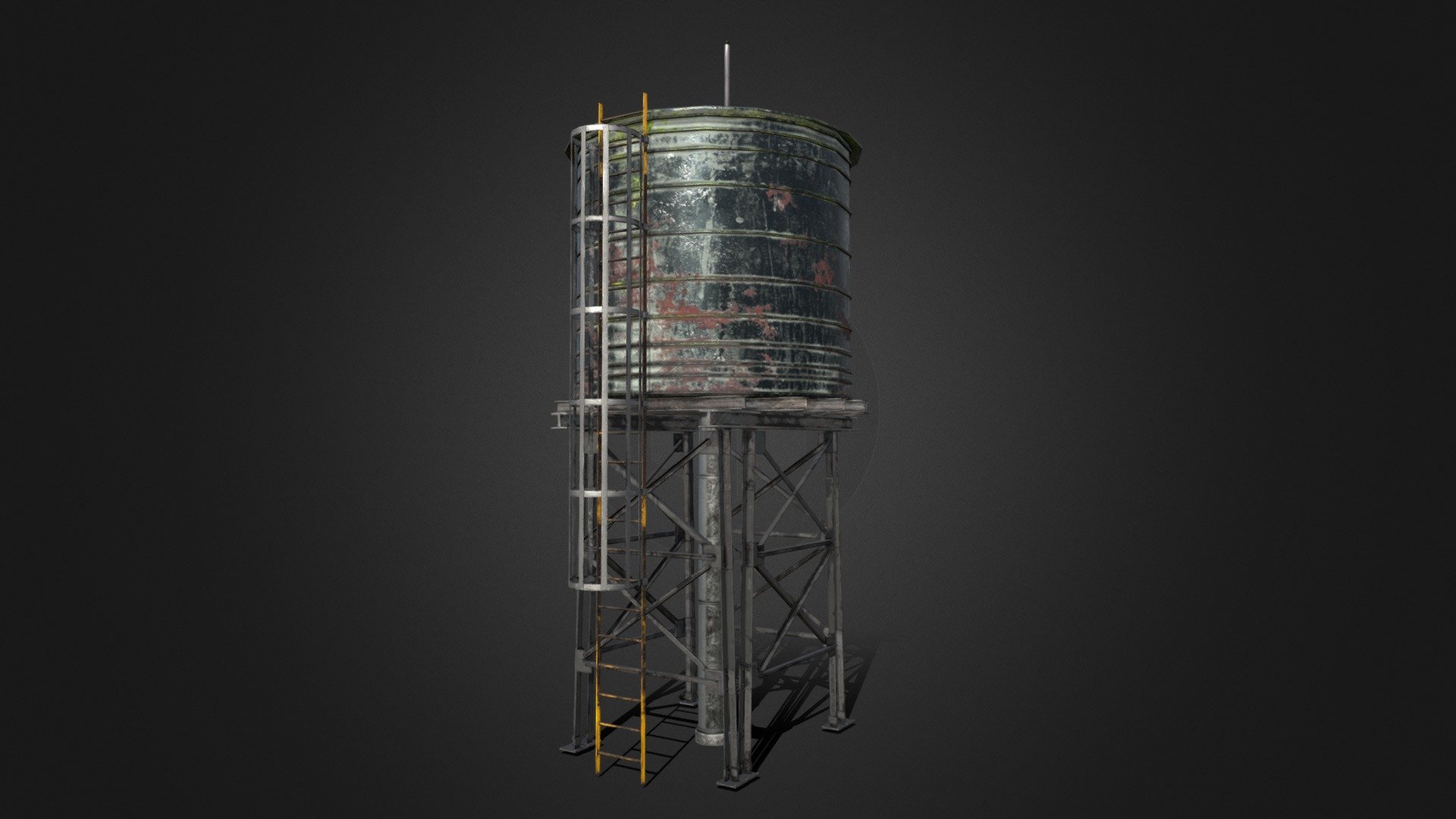 Big water tank game ready prop 3d model